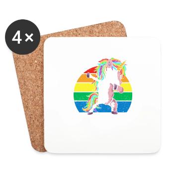 Dabbing Unicorn Skeleton Halloween Dab Dance Scary - Coasters (set of 4) - white - Front