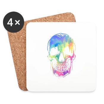 Bunter Totenkopf Halloween Skelett Regenbogen - Untersetzer (4er-Set) - Weiß - Vorne