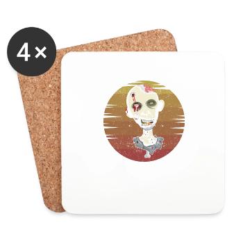Zombie Face Brain Halloween Zombies Creepy - Coasters (set of 4) - white - Front