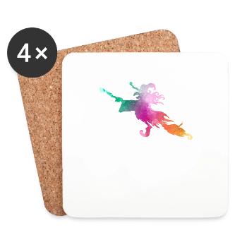 Flying Witch broom Air Funny Halloween Witches - Coasters (set of 4) - white - Front