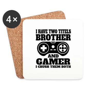 Gamer Bruder Zocker Spruch Zocken Schwester Gaming - Untersetzer (4er-Set) - Weiß - Vorne