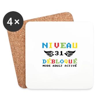 Niveau 31 Débloqué mode adult activé - Dessous de verre (lot de 4) - blanc - Devant