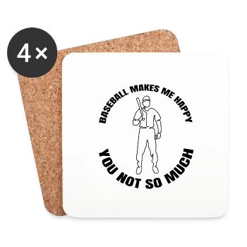 Cadeau de baseball Baseball Game Baseball Amateurs - Dessous de verre (lot de 4) - blanc - Devant