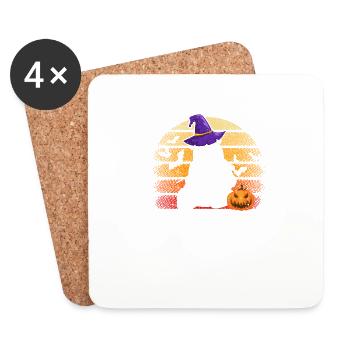 Panda Witch Funny Cute Halloween Bear Zookeeper - Coasters (set of 4) - white - Front