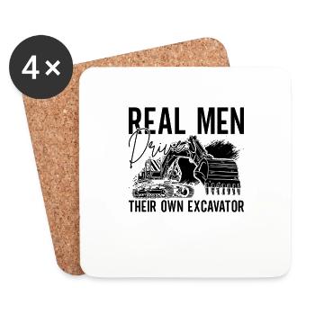 Excavatrice Travailleur de la construction Construction Excavatrice Chauffeur Idée cadeau - Dessous de verre (lot de 4) - blanc - Devant