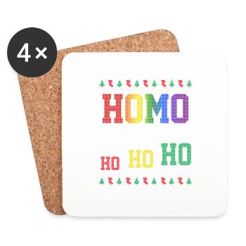 LGBT Regenbogen Gay Pride Homo Lesbisch Schwul - Untersetzer (4er-Set) - Weiß - Vorne