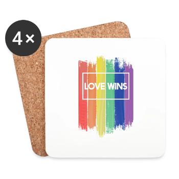 LGBT Regenbogen Gay Pride Homo Lesbisch Schwul - Untersetzer (4er-Set) - Weiß - Vorne