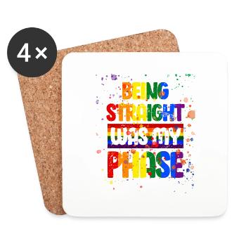 LGBT Regenbogen Gay Pride Homo Lesbisch Schwul - Untersetzer (4er-Set) - Weiß - Vorne