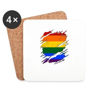 LGBT Regenbogen Gay Pride Homo Lesbisch Schwul - Untersetzer (4er-Set) - Weiß - Vorne