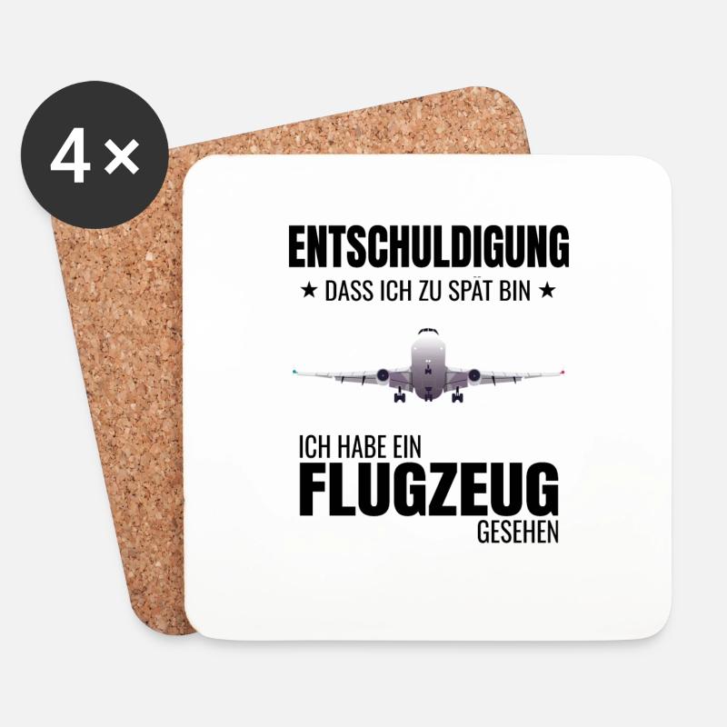 Flugzeug Luftfahrt Flieger Planespotter Idee - Untersetzer (4er-Set) - Weiß