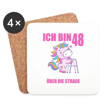 Ich bin 48 Bitte helfen Sie mir über Straße - Untersetzer (4er-Set) - Weiß - Vorne