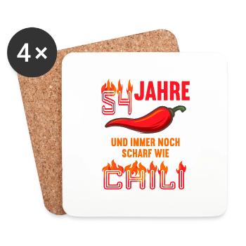 54 Jahre und immer noch scharf wie Chili - Untersetzer (4er-Set) - Weiß - Vorne