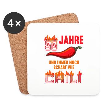 58 Jahre und immer noch scharf wie Chili - Untersetzer (4er-Set) - Weiß - Vorne