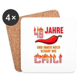 48 Jahre und immer noch scharf wie Chili - Untersetzer (4er-Set) - Weiß - Vorne