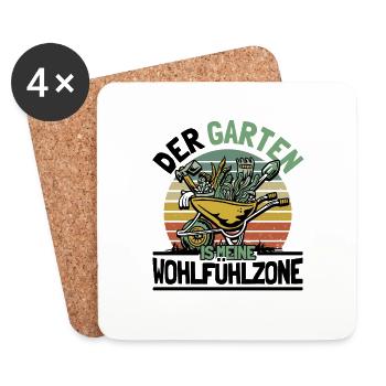 Der Garten Ist Meine Wohlfühlzone Gärtner Geschenk - Untersetzer (4er-Set) - Weiß - Vorne