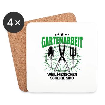 Gartenarbeit Weil Menschen Mist Sind Gärtner - Untersetzer (4er-Set) - Weiß - Vorne