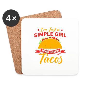 Taco Tacos Mexicain Fast Food Cadeau - Dessous de verre (lot de 4) - blanc - Devant