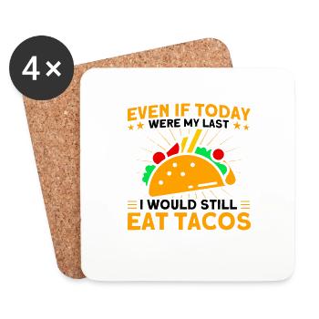 Taco Tacos Mexicain Fast Food Cadeau - Dessous de verre (lot de 4) - blanc - Devant