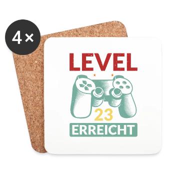 Level 23 Erreicht Gamer - Untersetzer (4er-Set) - Weiß - Vorne