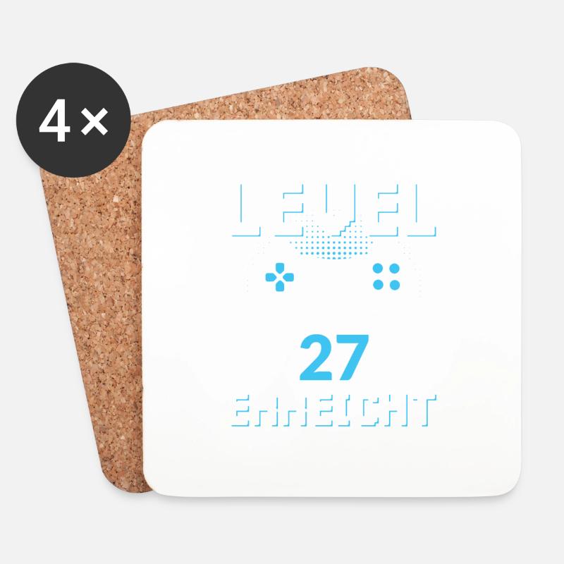 Level 27 Erreicht Gamer - Untersetzer (4er-Set) - Weiß