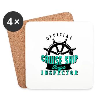 Funny Cruise Ship Buffet Inspector Partners - Coasters (set of 4) - white - Front
