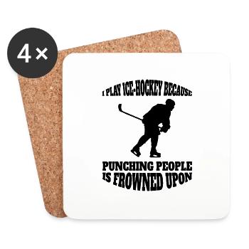 Hockey sur glace Sports d’hiver Cadeau Équipe de hockey sur glace - Dessous de verre (lot de 4) - blanc - Devant