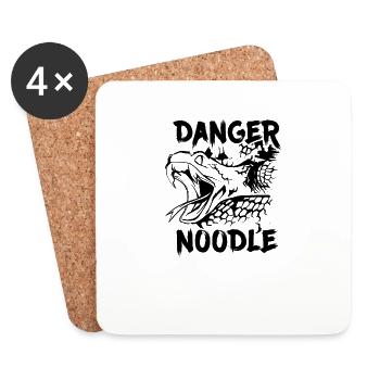 Snake Danger Noodle disant drôle - Dessous de verre (lot de 4) - blanc - Devant