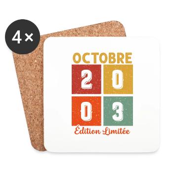 Octobre 2003 Vintage - Dessous de verre (lot de 4) - blanc - Devant