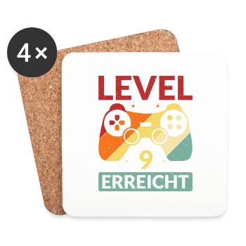 Level 9 Erreicht Gamer - Untersetzer (4er-Set) - Weiß - Vorne