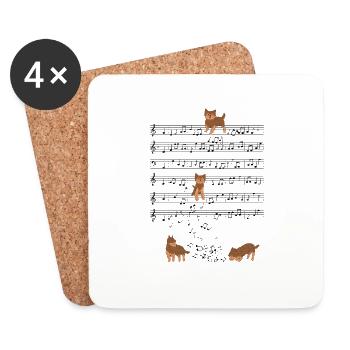 Yorkshire Terrier Hund Musik Noten Geschenk - Untersetzer (4er-Set) - Weiß - Vorne