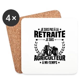 Je suis pas à la retraite je suis agriculteur - Dessous de verre (lot de 4) - blanc - Devant