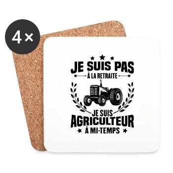 Je suis pas à la retraite je suis agriculteur - Dessous de verre (lot de 4) - blanc - Devant