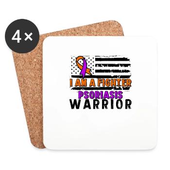 Psoriasis Warrior Fighter Lavendel Orange Ribbon - Untersetzer (4er-Set) - Weiß - Vorne