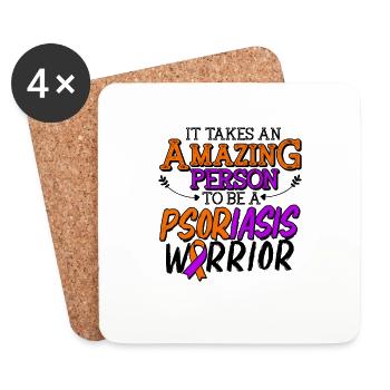 Psoriasis Warrior Amazing Lavendel Orange Ribbon - Untersetzer (4er-Set) - Weiß - Vorne