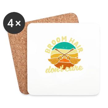 Funny Halloween Witch Broomstick Fan Broom Hair - Coasters (set of 4) - white - Front