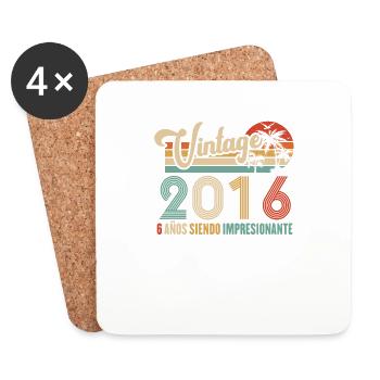 Anniversaire Vintage Idée Cadeau D Anniversaire 6 - Dessous de verre (lot de 4) - blanc - Devant
