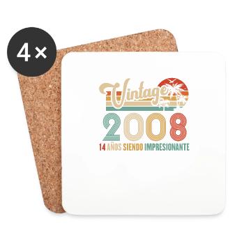 Anniversaire Vintage Idée Cadeau D Anniversaire 14 - Dessous de verre (lot de 4) - blanc - Devant