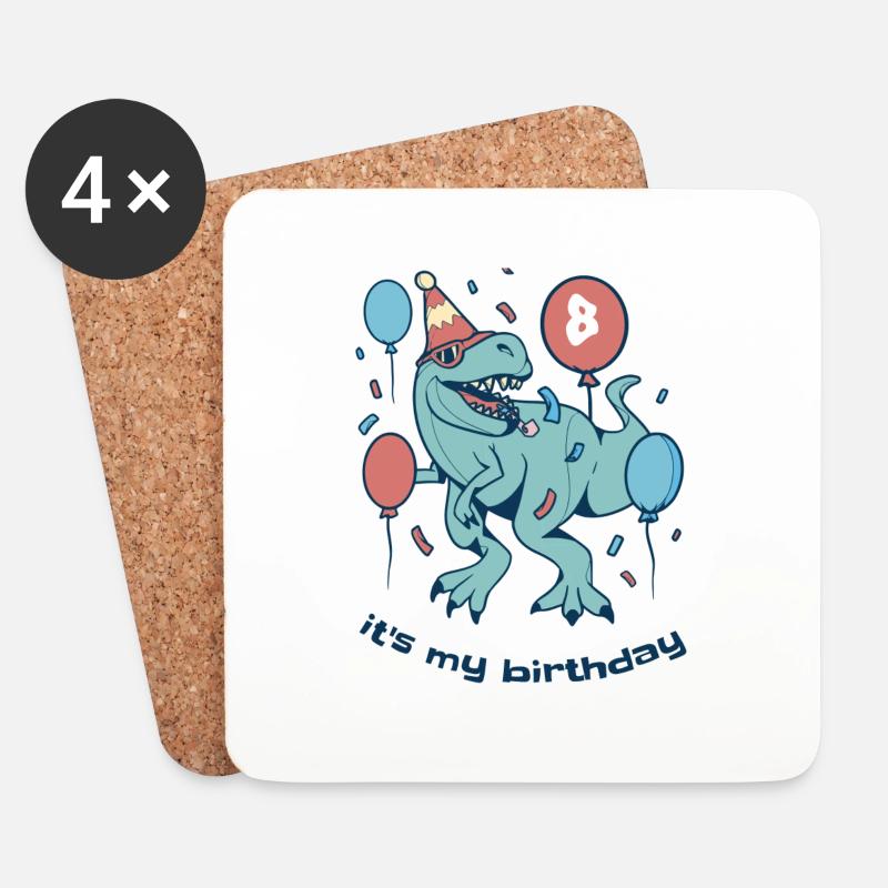 Its my Birthday Dino - Untersetzer (4er-Set) - Weiß