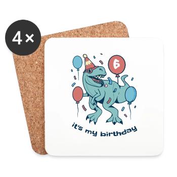 C’est mon anniversaire Dino - Dessous de verre (lot de 4) - blanc - Devant