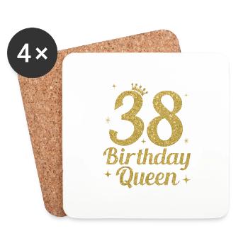 Anniversaire Reine 38 - Dessous de verre (lot de 4) - blanc - Devant