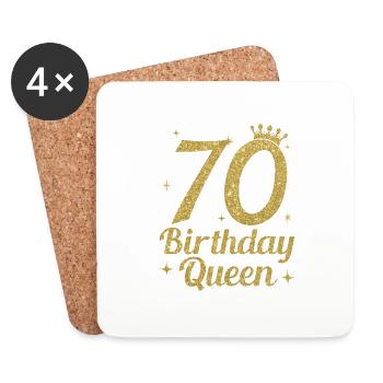 Birthday Queen 70 - Untersetzer (4er-Set) - Weiß - Vorne