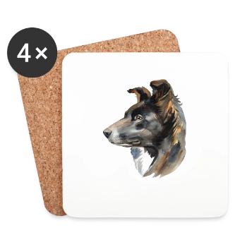 Border Collie Chien Propriétaire de chien Amoureux des chiens - Dessous de verre (lot de 4) - blanc - Devant
