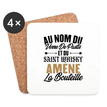 Au nom du verre de pastis et du saint whisky amène - Dessous de verre (lot de 4) - blanc - Devant