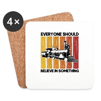 Model Railway Train Locomotives Gift - Coasters (set of 4) - white - Front