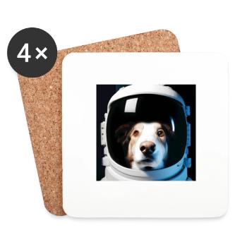 Dog in space - Coasters (set of 4) - white - Front