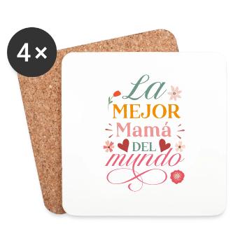 La Mejor mamá Del Mundo Regalo día de la Madre - Dessous de verre (lot de 4) - blanc - Devant