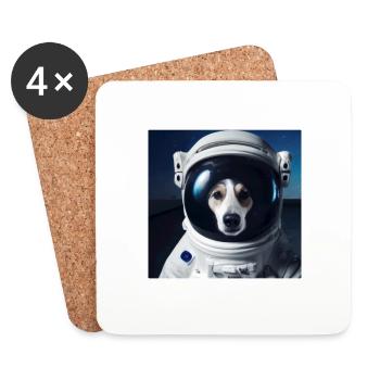 Dog in space - Coasters (set of 4) - white - Front