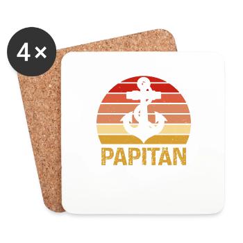 Herren Papitän Papa und Kapitän Lustiges Vintage - Dessous de verre (lot de 4) - blanc - Devant