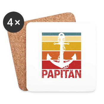 Herren Papitän Papa und Kapitän Lustiges Retro - Dessous de verre (lot de 4) - blanc - Devant