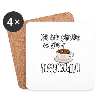 Ich hab gebacken es gibt Tassenkuchen Backen Spaß - Untersetzer (4er-Set) - Weiß - Vorne